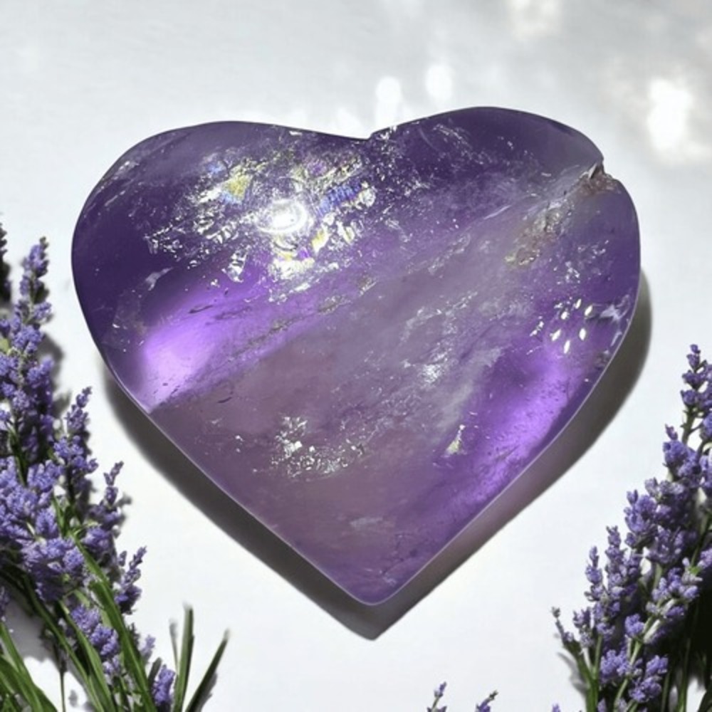Amethyst Crystal Heart Carving